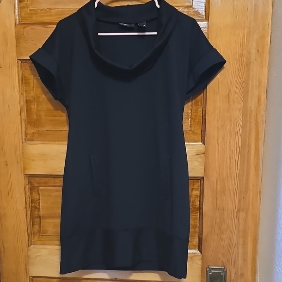 New York & Company Dresses & Skirts - New York & Company Black Short Sleeve Cowl Neck Sheath Dress M